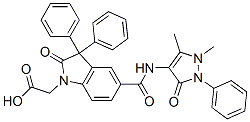 CAS#: 100549-95-9, 2-[5-[(1,5-Dimethyl-3-Oxo-2-Phenyl-Pyrazol-4-Yl)Carbamoyl]-2-Oxo-3,3-Diphenyl-Indol-1-Yl]Acetic Acid