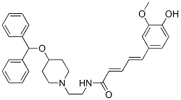 CAS#: 101619-11-8, 1-((5'-(3''-Methoxy-4''-hydroxyphenyl)-2',4'-pentadienyl)aminoethyl)-4-diphenylmethoxypiperidine