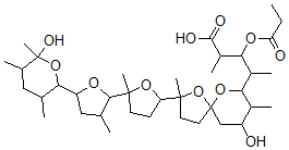 CAS#: 102674-88-4, 4-[9-Hydroxy-2-[5-[5-(6-Hydroxy-3,5,6-Trimethyloxan-2-Yl)-3-Methyloxolan-2-Yl]-5-Methyloxolan-2-Yl]-2,8-Dimethyl-1,6-Dioxaspiro[4.5]Decan-7-Yl]-2-Methyl-3-Propanoyloxypentanoic Acid