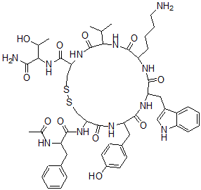 CAS 登录号：103237-51-0， N-乙酰基-D-苯丙氨酰-L-半胱氨酰-L-酪氨酰-D-色氨酰-L-赖氨酰-L-缬氨酰-L-半胱氨酰-L-苏氨酰胺环(2-7)-二硫醚