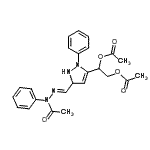 CAS 登录号：103405-38-5， 1-(5-{(E)-[乙酰基(苯基)亚肼基]甲基}-2-苯基-2,5-二氢-1H-吡唑-3-基)-1,2-乙二基二乙酸酯