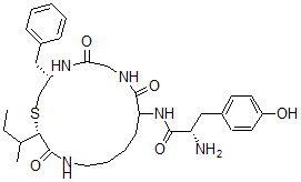 CAS#: 103881-76-1, (2S)-2-Amino-N-[(3S,16S)-16-Butan-2-Yl-5,8,15-Trioxo-3-(Phenylmethyl)-1-Thia-4,7,14-Triazacyclohexadec-9-Yl]-3-(4-Hydroxyphenyl)Propanamide