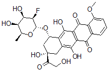 CAS 登录号：103930-51-4， (7S,9S)-7-[(2R,3R,4R,5S,6S)-3-氟-4,5-二羟基-6-甲基四氢吡喃-2-基]氧基-6,9,11-三羟基-9-(2-羟基乙酰基)-4-甲氧基-8,10-二氢-7H-并四苯-5,12-二酮