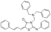 CAS#: 104123-92-4, (5Z)-3-[(Bis(Phenylmethyl)Amino)Methyl]-2-Phenylimino-5-[(E)-3-Phenylprop-2-Enylidene]-1,3-Thiazolidin-4-One