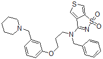 CAS 登录号：104221-86-5， 1,1-二氧代-N-(苯基甲基)-N-[3-[3-(哌啶-1-基甲基)苯氧基]丙基]噻吩并[3,4-d][1,2]噻唑-3-胺