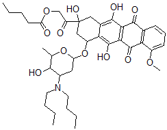 CAS 登录号：105192-72-1， [2-[4-[4-(二丁基氨基)-5-羟基-6-甲基四氢吡喃-2-基]氧基-2,5,12-三羟基-7-甲氧基-6,11-二氧代-3,4-二氢-1H-并四苯-2-基]-2-氧代乙基]戊酸酯