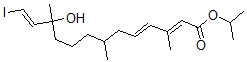 CAS 登录号：105373-49-7， (2E,4E,12E)-11-羟基-13-碘-3,7,11-三甲基十三-2,4,12-三烯酸丙-2-基酯