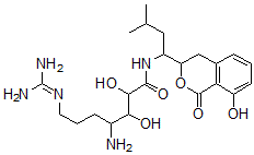 CAS 登录号：105688-01-5， 4-氨基-7-(二氨基亚甲基氨基)-2,3-二羟基-N-[1-(8-羟基-1-氧代异色满-3-基)-3-甲基丁基]庚酰胺