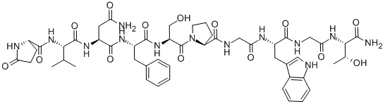 CAS 登录号：106018-36-4， (2S)-N-[(2S)-1-[[(2S)-1-[(2S)-2-[[2-[[(2S)-1-[[2-[[(2S,3R)-1-氨基-3-羟基-1-氧代丁烷-2-基]氨基]-2-氧代乙基]氨基]-3-(1H-吲哚-3-基)-1-氧代丙烷-2-基]氨基]-2-氧代乙基]氨基甲酰]吡咯烷-1-基]-3-羟基-1-氧代丙烷-2-基]氨基]-1-氧代-3-苯基丙烷-2-基]-2-[[(2S)-3-甲基-2-[[(2S)-5-氧代吡咯烷-2-羰基]氨基]丁酰基]氨基]丁二酰胺