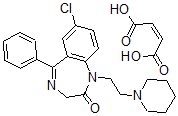 CAS 登录号:1061-20-7, 7-氯-1,3-二氢-5-苯基-1-(2-哌啶乙基)-2H-1,4-苯并二氮杂卓-2-酮马来酸盐