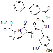 CAS 登录号：106135-38-0， (2S,5R,6R)-6-[[(2R)-2-(3,4-二羟基苯基)-2-[[甲基-(4-苯基苯甲酰基)氨基甲酰]氨基]乙酰基]氨基]-3,3-二甲基-7-氧代-4-硫杂-1-氮杂双环[3.2.0]庚烷-2-羧酸钠