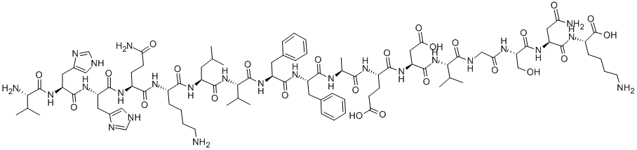 CAS#: 107015-83-8, L-Valyl-L-Histidyl-L-Histidyl-L-Glutaminyl-L-Lysyl-L-Leucyl-L-Valyl-L-Phenylalanyl-L-Phenylalanyl-L-Alanyl-L-alpha-Glutamyl-L-alpha-Aspartyl-L-Valylglycyl-L-Seryl-L-Asparaginyl-L-Lysine