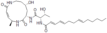 CAS#: 108351-51-5, (2E,4E,8E)-N-[(2S,3R)-3-Hydroxy-1-[[(3Z,5S,8S,10S)-10-Hydroxy-5-Methyl-2,7-Dioxo-1,6-Diazacyclododec-3-En-8-Yl]Amino]-1-Oxobutan-2-Yl]Tetradeca-2,4,8-Trienamide