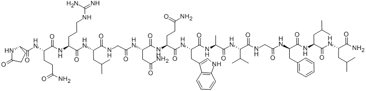 CAS 登录号:108437-88-3, 5-氧代-L-脯氨酰-L-谷氨酰胺酰-L-精氨酰-L-亮氨酰甘氨酰-L-天冬氨酰胺酰-L-谷氨酰胺酰-L-色氨酰-L-丙氨酰-L-缬氨酰甘氨酰-D-苯丙氨酰-L-亮氨酰-L-亮氨酰胺