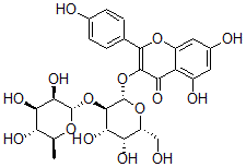 CAS 登录号：108906-96-3， 3-[(2S,3R,4S,5R,6R)-4,5-二羟基-6-(羟基甲基)-3-[(2S,3R,4R,5R,6S)-3,4,5-三羟基-6-甲基四氢吡喃-2-基]氧基四氢吡喃-2-基]氧基-5,7-二羟基-2-(4-羟基苯基)苯并吡喃-4-酮