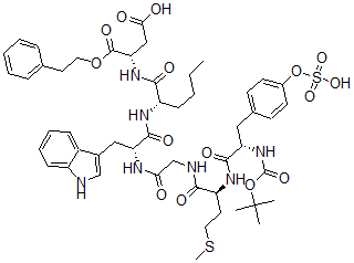 CAS#: 109525-32-8, (3S)-3-[[(2S)-2-[[(2R)-3-(1H-Indol-3-Yl)-2-[[2-[[(2S)-2-[[(2S)-2-[(2-Methylpropan-2-Yl)Oxycarbonylamino]-3-(4-Sulfooxyphenyl)Propanoyl]Amino]-4-Methylsulfanylbutanoyl]Amino]Acetyl]Amino]Propanoyl]Amino]Hexanoyl]Amino]-4-Oxo-4-(2-Phenylethoxy)Butanoic Acid
