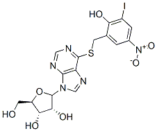 CAS 登录号：109982-34-5， (2R,3R,4S,5R)-2-[6-[(2-羟基-3-碘-5-硝基苯基)甲硫基]嘌呤-9-基]-5-(羟基甲基)四氢呋喃-3,4-二醇