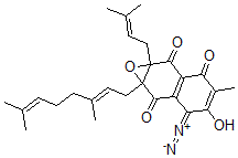 CAS#: 110200-31-2, 3-Diazonio-1a-[(2E)-3,7-dimethylocta-2,6-dienyl]-4-hydroxy-2,7-diketo-5-methyl-7a-(3-methylbut-2-enyl)naphtho[6,7-b]oxiren-6-olate