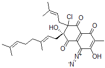 CAS#: 110200-32-3, (6S)-7-Chloro-4-Diazonio-6-[(2E)-3,7-Dimethylocta-2,6-Dienyl]-3,6-Dihydroxy-2-Methyl-7-(3-Methylbut-2-Enyl)-5,8-Dioxonaphthalen-1-Olate