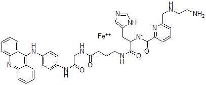 CAS#: 110340-32-4, Ferrous N-[2-[[4-[[2-[[4-(acridin-9-ylamino)phenyl]amino]-2-oxo-ethyl]amino]-4-oxo-butyl]amino]-1-(3H-imidazol-4-ylmethyl)-2-oxo-ethyl]-6-[(2-aminoethylamino)methyl]pyridine-2-carboximidate
