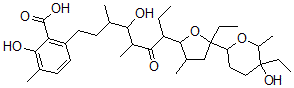 CAS#: 11054-70-9, 6-[7-[5-Ethyl-5-(5-Ethyl-5-Hydroxy-6-Methyloxan-2-Yl)-3-Methyloxolan-2-Yl]-4-Hydroxy-3,5-Dimethyl-6-Oxononyl]-2-Hydroxy-3-Methylbenzoic Acid