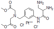 CAS 登录号:110947-38-1, 二氯-(4-亚甲基亚胺二乙酸二甲酯)苯基-(2',3'-二氨基丙酰胺)铂(II)