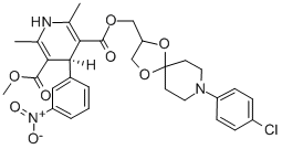 CAS 登录号：113759-50-5， O3-[[8-(4-氯苯基)-1,4-二氧杂-8-氮杂螺[4.5]癸烷-2-基]甲基]O5-甲基2,6-二甲基-4-(3-硝基苯基)-1,4-二氢吡啶-3,5-二羧酸酯