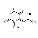 CAS 登录号：113802-15-6， (6E)-1-甲基-6-(2-甲基丙亚基)-2,5-哌嗪二酮