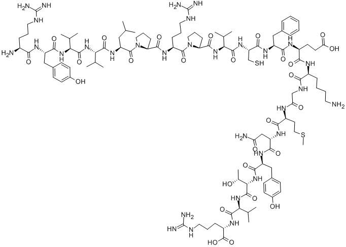 CAS 登录号:117609-40-2, L-精氨酰-L-酪氨酰-L-缬氨酰-L-缬氨酰-L-亮氨酰-L-脯氨酰-L-精氨酰-L-脯氨酰-L-缬氨酰-L-半胱氨酰-L-苯丙氨酰-L-alpha-谷氨酰-L-赖氨酰甘氨酰-L-蛋氨酰-L-天冬氨酰胺酰-L-酪氨酰-L-苏氨酰-L-缬氨酰-L-精氨酸