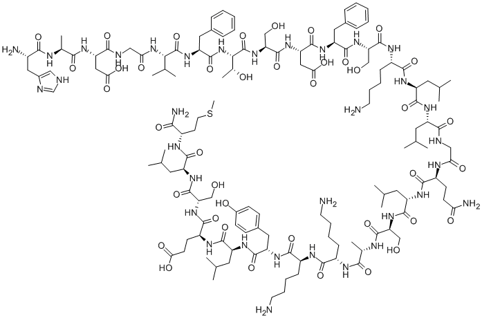 CAS#: 118025-43-7, L-Histidyl-L-Alanyl-L-alpha-Aspartylglycyl-L-Valyl-L-Phenylalanyl-L-Threonyl-L-Seryl-L-alpha-Aspartyl-L-Phenylalanyl-L-Seryl-L-Lysyl-L-Leucyl-L-Leucylglycyl-L-Glutaminyl-L-Leucyl-L-Seryl-L-Alanyl-L-Lysyl-L-Lysyl-L-Tyrosyl-L-Leucyl-L-alpha-Glutamyl-L-L-Methioninamide