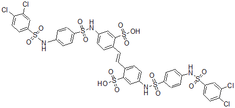 CAS#: 118265-89-7, 2,2'-(1,2-Ethenediyl)bis(5-(((4-(((3,4-dichlorophenyl)sulfonyl)amino)phenyl)sulfonyl)amino)-Benzenesulfonic acid