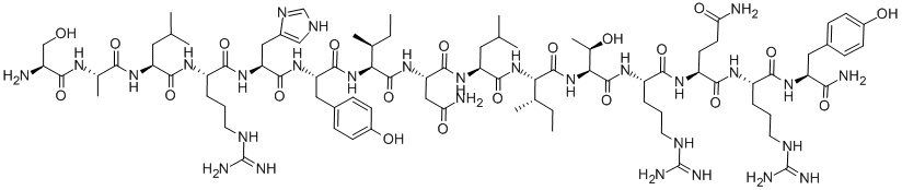 CAS#: 119019-65-7, L-Seryl-L-Alanyl-L-Leucyl-L-Arginyl-L-Histidyl-L-Tyrosyl-L-Isoleucyl-L-Asparaginyl-L-Leucyl-L-Isoleucyl-L-Threonyl-L-Arginyl-L-Glutaminyl-L-Arginyl-L-Tyrosinamide