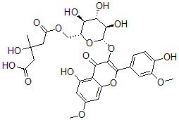 CAS 登录号:119725-29-0, 3’-甲基鼠李素-3-O-(6''-羟基甲基戊二酰)葡糖苷