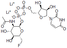 CAS 登录号：120701-60-2， [(2R,3R,4R,5S,6S)-3-乙酰氨基-6-(氟甲基)-4,5-二羟基四氢吡喃-2-基][[(2R,3S,4R,5R)-5-(2,4-二氧代嘧啶-1-基)-3,4-二羟基四氢呋喃-2-基]甲氧基-氧代磷酰]磷酸二锂