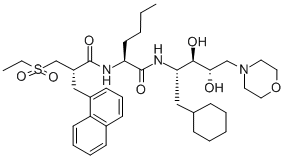 CAS#: 120716-81-6, (2S)-N-(1-Cyclohexyl-3,4-Dihydroxy-5-Morpholin-4-Ylpentyl)-2-[[2-(Ethylsulfonylmethyl)-3-Naphthalen-1-Ylpropanoyl]Amino]Hexanamide