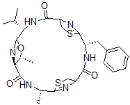 CAS#: 120853-13-6, (4S-(4R*,7S*,8R*,11R*,18R*))-7,11-dimethyl-4-(1-methylethyl)-18-(phenylmethyl)-6-Oxa-13,20-dithia-3,10,17,22,23,24-hexaazatetracyclo(17.2.1.15,8.112,15)tetracosa-5(24),12(23),19(22)-triene-2,9,16-trione