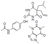 CAS 登录号:122018-95-5, N-(4-羟基苯基)-乙酰胺与3,7-二氢-1,3,7-三甲基-1H-嘌呤-2,6-二酮和5-(2-甲基丙基)-5-(2-丙烯基)-2,4,6(1H,3H,5H)-嘧啶三酮的混合物
