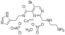 CAS#: 122019-28-7, (2-((2-(2-Aminoethyl)amino)methyl)-5-bromo-N-(2-(1H-imidazol-4-yl)ethyl)-4-pyrimidinecarboxamidato)aquacobalt dinitrate