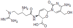 CAS 登录号：123067-52-7， (2S,3S)-3-[[(3S)-3-氨基-5-(甲脒基-甲基氨基)戊酰]氨基]-6-[4-氨基-5-(羟基甲基)-2-氧代嘧啶-1-基]-3,6-二氢-2H-吡喃-2-羧酸