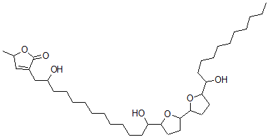 CAS 登录号：123805-39-0， 3-[2,13-二羟基-13-[5-[5-(1-羟基十一烷基)四氢呋喃-2-基]四氢呋喃-2-基]十三烷基]-5-甲基-5H-呋喃-2-酮