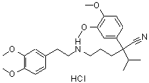 CAS#: 123931-31-7, 2-(3,4-Dimethoxyphenyl)-5-{[2-(3,4-Dimethoxyphenyl)Ethyl]Amino}-2-Isopropylpentanenitrile Hydrochloride (1:1)