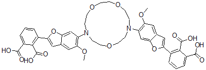 CAS 登录号：124487-65-6， 3-[6-[13-[2-(2,3-二羧基苯基)-5-甲氧基-1-苯并呋喃-6-基]-1,4,10-三氧杂-7,13-二氮杂环十五碳-7-基]-5-甲氧基-1-苯并呋喃-2-基]邻苯二甲酸