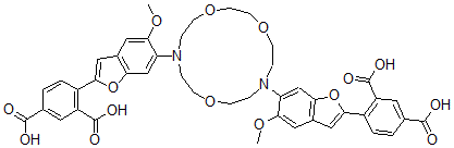 CAS 登录号：124549-08-2， 4-[6-[13-[2-(2,4-二羧基苯基)-5-甲氧基-1-苯并呋喃-6-基]-1,4,10-三氧杂-7,13-二氮杂环十五碳-7-基]-5-甲氧基-1-苯并呋喃-2-基]苯-1,3-二甲酸