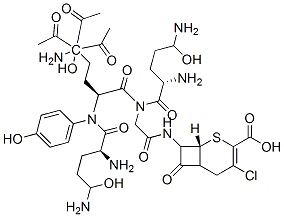 CAS#: 124620-50-4, 7-((N(5)-Acetyl-N(5)-hydroxyornithyl-N(5)-acetyl-N(5)-hydroxyornithyl-N(5)-acetyl-N(5)-hydroxyornithyl-4-hydroxyphenylglycyl)amino)-3-chloro-1-carba-3-cephem-4-carboxylic acid