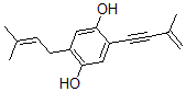 CAS 登录号：125213-21-0， 2-(3-甲基丁-2-烯基)-5-(3-甲基丁-3-烯-1-炔基)苯-1,4-二醇