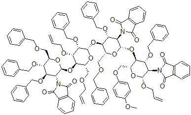 CAS#: 125970-74-3, 2-propen-1-ylO-2-deoxy-2-(1,3-dihydro-1,3-dioxo-2H-isoindol-2-yl)-3,4,6-tris-O-(phenylmethyl)-b-D-glucopyranosyl-(1->4)-O-2-O-(phenylmethyl)-3,6-di-O-2-propen-1-yl-b-D-mannopyranosyl-(1->4)-O-2-deoxy-2-(1,3-dihydro-1,3-dioxo-2H-isoindol-2-yl)-3,6-bis-O-(phenylmethyl)-b-D-glucopyranosyl-(1->4)-2-deoxy-2-(1,3-dihydro-1,3-dioxo-2H-isoindol-2-yl)-6-O-(4-methoxyphenyl)-3-O-(phenylmethyl)-b-D-Glucopyranoside