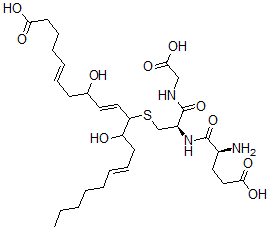 CAS 登录号：127128-05-6， (5E,9E,14E)-11-[(2R)-2-[[(2S)-2-氨基-5-羟基-5-氧代戊酰]氨基]-3-(羧甲基氨基)-3-氧代丙基]硫基-8,12-二羟基二十碳-5,9,14-三烯酸