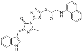 CAS#: 127216-76-6, S-[[5-[(4E)-4-(1H-Indol-3-Ylmethylidene)-2-Methyl-5-Oxoimidazol-1-Yl]-1,3,4-Thiadiazol-2-Yl]] 2-(Naphthalen-1-Ylamino)Ethanethioate