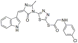 CAS#: 127227-40-1, S-[[5-[(4E)-4-(1H-Indol-3-Ylmethylidene)-2-Methyl-5-Oxoimidazol-1-Yl]-1,3,4-Thiadiazol-2-Yl]] 2-[(4-Chlorophenyl)Amino]Ethanethioate