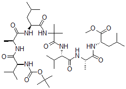 CAS 登录号：127337-62-6， 叔丁基氧羰基-缬氨酰-丙氨酰-亮氨酰-2-氨基异丁酰基-缬氨酰-丙氨酰-亮氨酰甲基酯